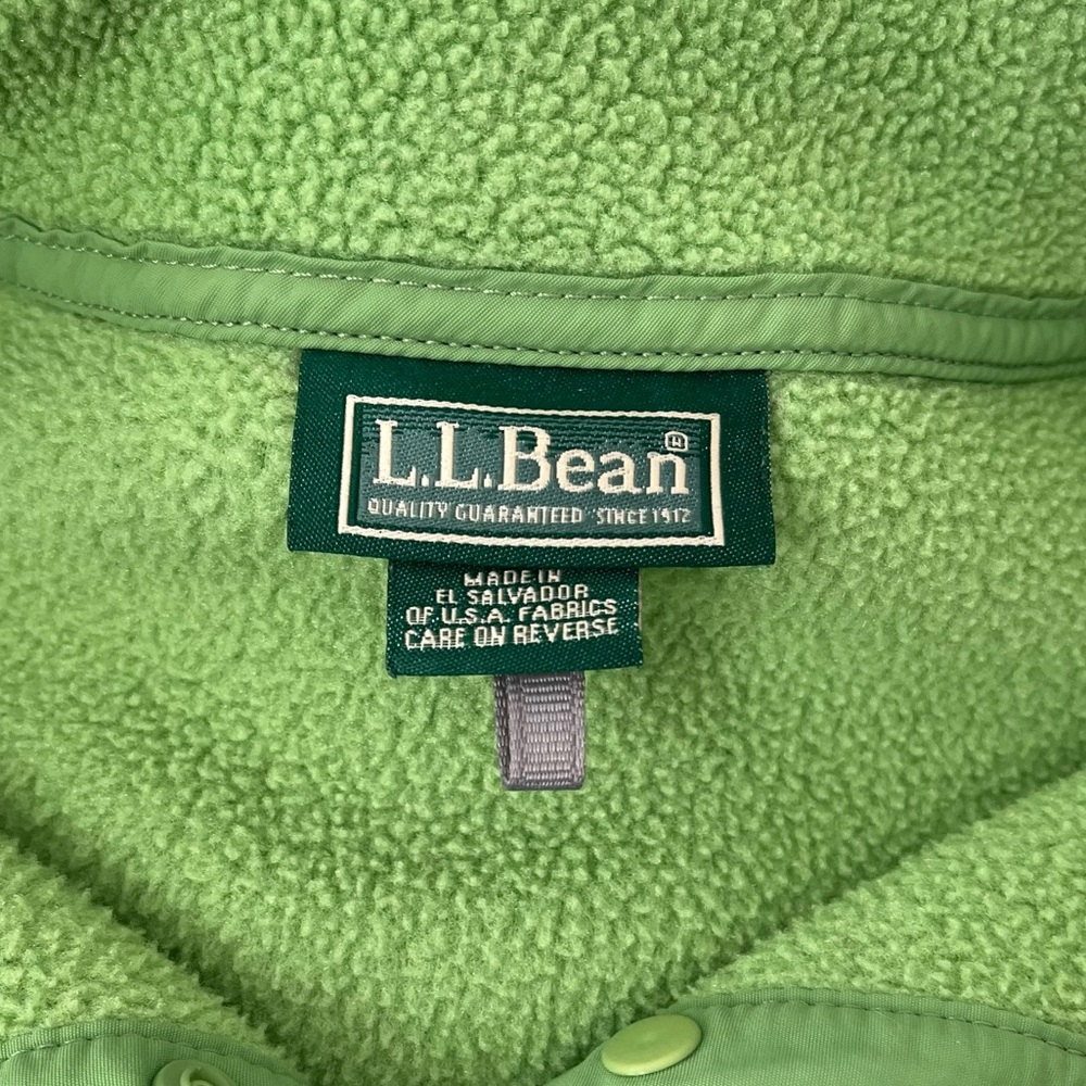 Vintage 90s L.L.Bean quarter snap fleece pullover with pockets green XL Reg - Picture 11 of 14